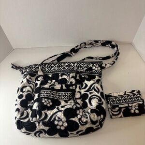 VERA BRADLEY Night & Day Toggle Tote Bag Black & White With Matching Wallet